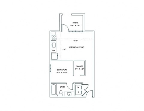 a floor plan of a house with a bedroom and a living room