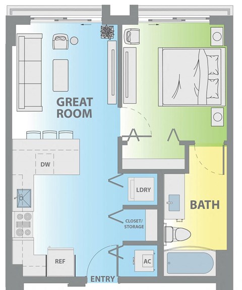 a floor plan of a room with a bathroom and a bedroom