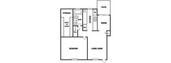 a floor plan of a house with a bedroom and a living room