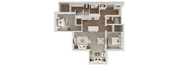 two bedroom with sunroom floor plan