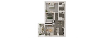 a stylized floor plan of a 1 bedroom192 sq ft