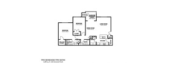 a floor plan of two bedroom two baths