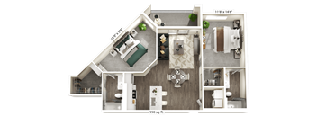 a floor plan of a house with a bedroom and a living room