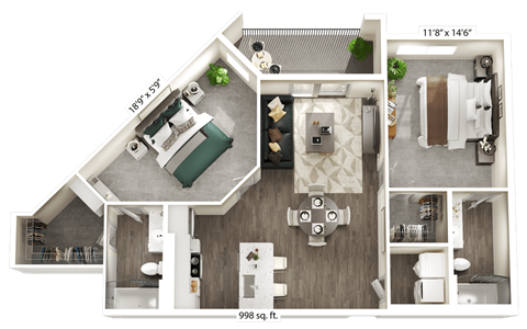 a floor plan of a house with a bedroom and a living room