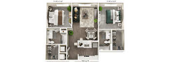 a 3 bedroom house plan is shown in this floor plan rendering
