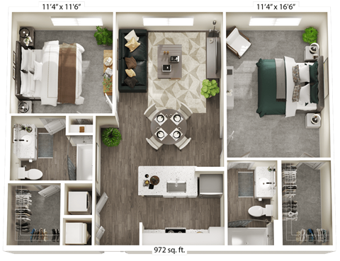 a 3 bedroom house plan with a bedroom and a living room