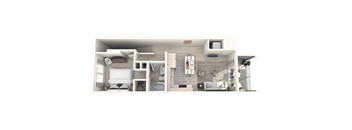 a 3d floor plan of a small apartment with a bedroom and living room