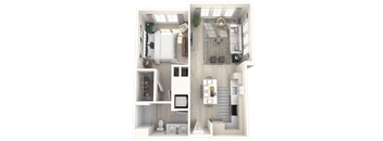 a floor plan of a bedroom with a bathroom and a living room