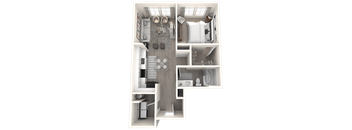 a 3d floor plan of a bedroom with a bathroom