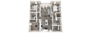 a 3d floor plan of a room with a bedroom and a bathroom