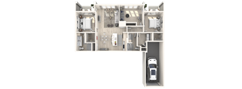 the floor plan of the residence is divided into severalartments
