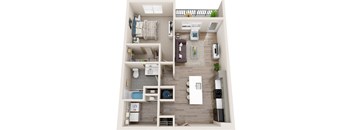 a floor plan of a bedroom with a bathroom and a living room