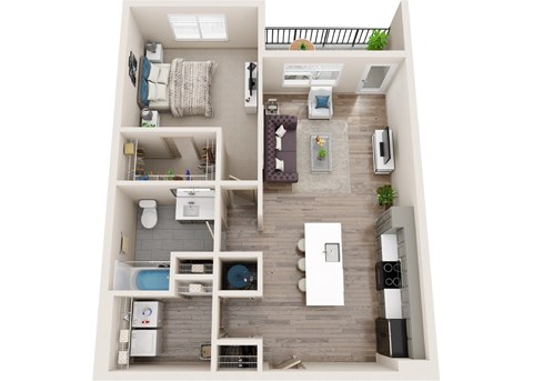 a floor plan of a bedroom with a bathroom and a living room