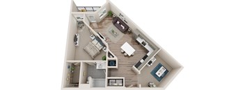 a 3 bedroom floor plan with a bathroom and a living room