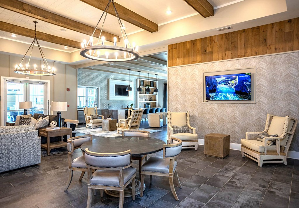 the lobby at the bradley braddock road station apartments