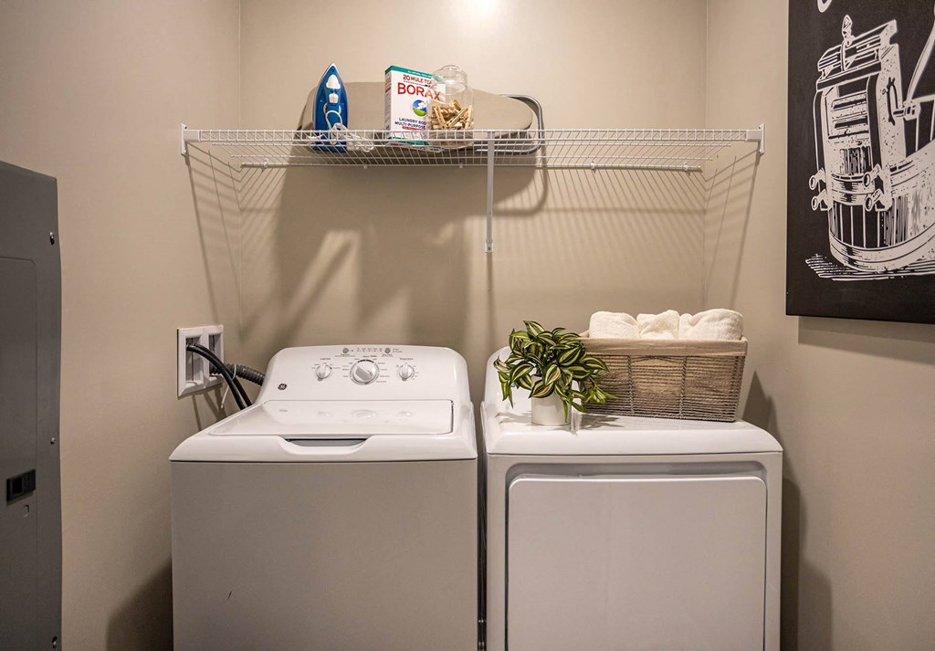 a washer and dryer in a laundry room