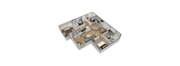 a 3d floor plan of a house