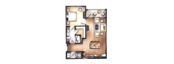 a floor plan of a house with a wooden floor