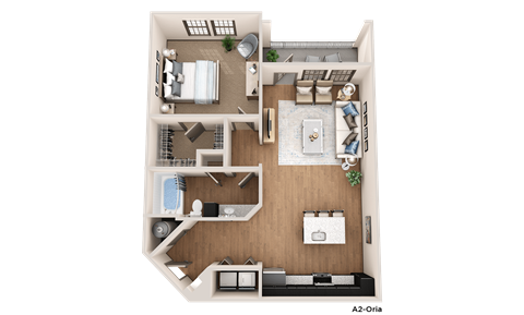 a floor plan of a house with a bedroom and a living room