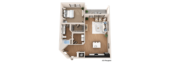 the bedroom floor plan of 460 sq ft