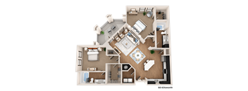 a floor plan of a house with a bedroom and a living room