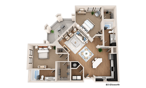 a floor plan of a house with a bedroom and a living room
