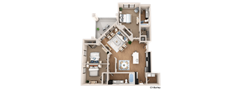 a floor plan of a house with a bedroom and a living room