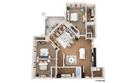a floor plan of a house with a bedroom and a living room