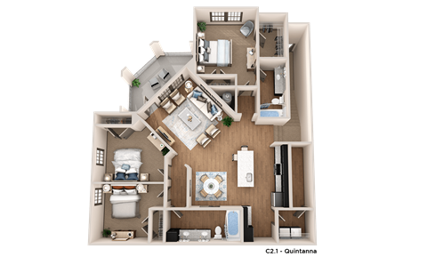 a 3d floor plan of a house