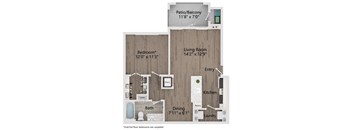 floor plan of a bedroom with a bathroom and a living room