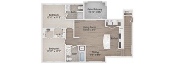 a floor plan of a living room and a dining room