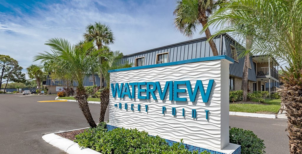 A sign that says Waterview on it