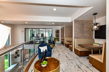 a view of the lobby from the second floor