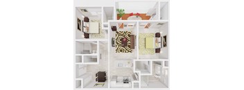 a rendering of a 3d floor plan of a house