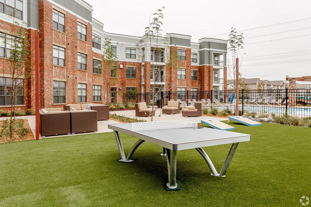 Outside ping pong table.