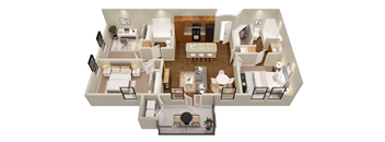 3d floor plan of a bedroom apartment