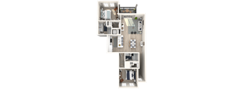 a floor plan of a 3 bedroom apartment at Altis Grand Suncoast, Land O' Lakes, 34638