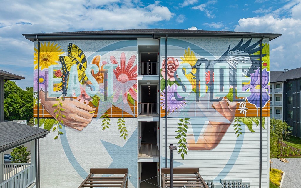 a mural on the side of a building