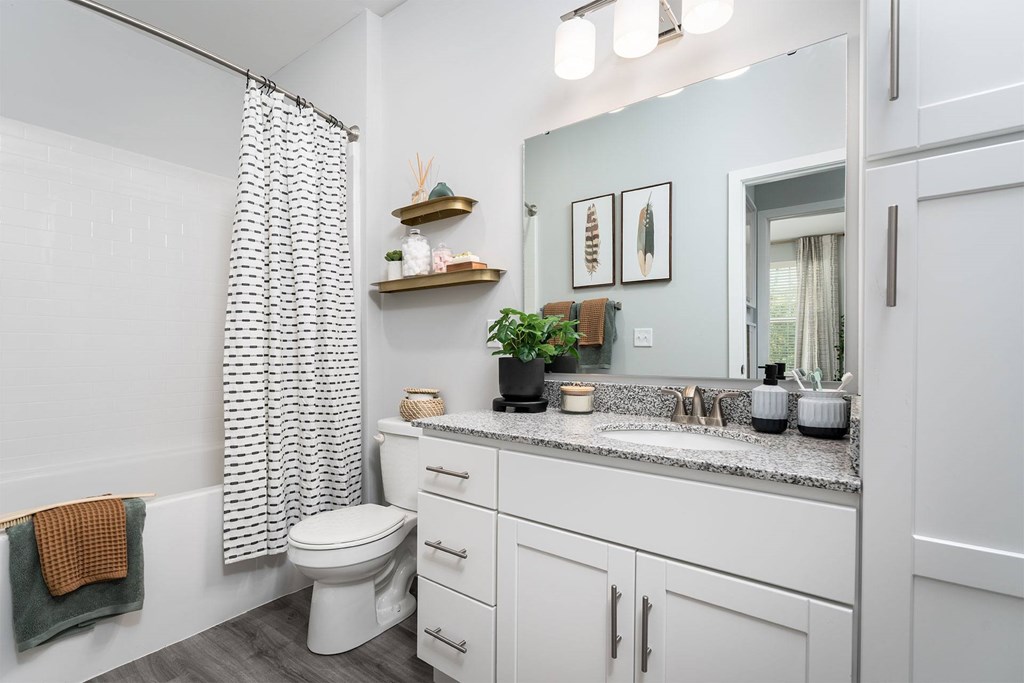 A bathroom with a toilet, sink, and a mirror.