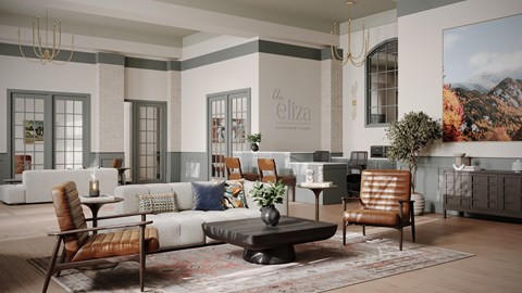 A living room with a couch, chairs, and a coffee table.