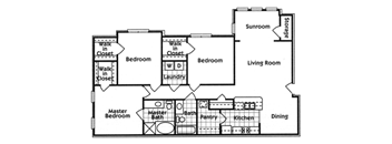 three bedroom two bath floor plan