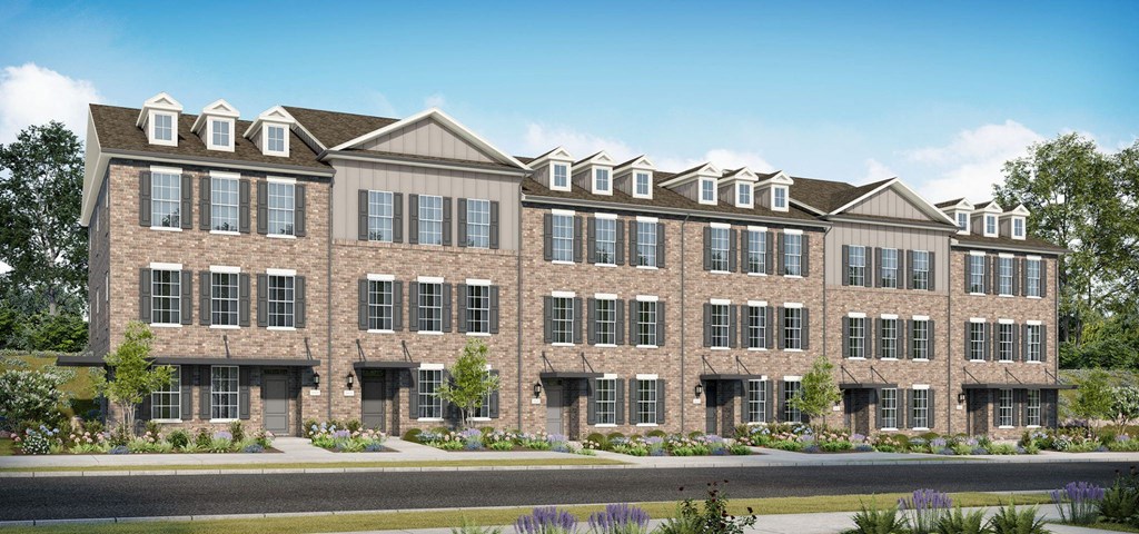 a rendering of a large brick building with a street in front of it