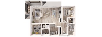 a 3 bedroom floor plan with a bathroom and a living room