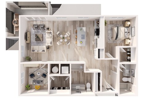 a 3 bedroom floor plan with a bathroom and a living room