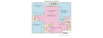 A floor plan of a house with labeled rooms and dimensions.