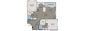 A floor plan of a home with a living area of 27 x 104.