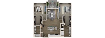 a 3d rendering of our 1 bedroom apartment at the residences at silver hill in suitland