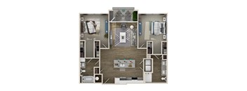 a 3d rendering of our 1 bedroom apartment at the residences at silver hill in suitland