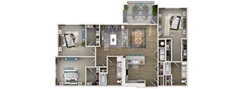 a floor plan of a 3 bedroom apartment