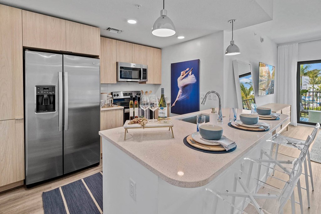 model kitchen at Altis Blue Lake, Lake Worth